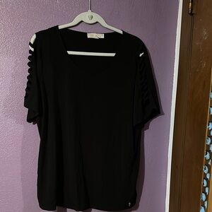 MICHAEL Michael Kors Black Cut Out Short Sleeve Tee